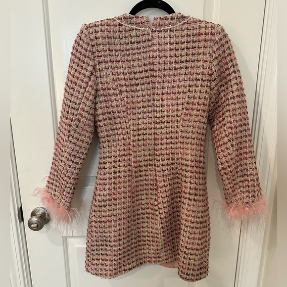 Pink Tweed Vintage Long Sleeve Mini Dress - XS/S - Picture 2 of 2